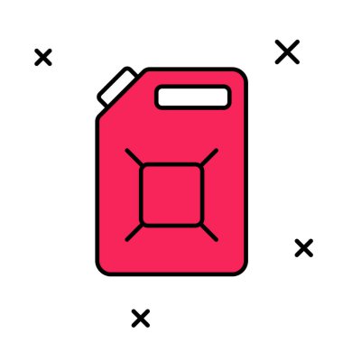 Beyaz arka planda izole edilmiş benzin ikonu için ana hatlı teneke kutu. Dizel gaz ikonu. Vektör