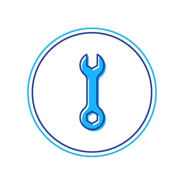 Doldurulmuş anahtar anahtarı simgesi beyaz arkaplanda izole edildi. Anahtar tamir aleti. Servis aracı sembolü. Vektör