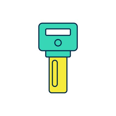 Beyaz arkaplanda izole edilmiş uzaktan kumandalı araç anahtarı. Araba anahtarı ve alarm sistemi. Vektör