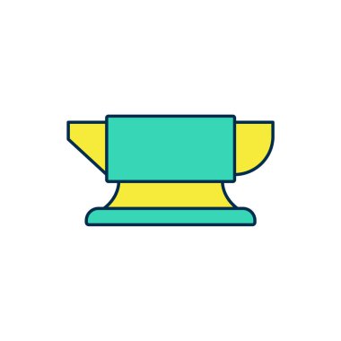 Beyaz arkaplanda izole edilmiş ana hatlı demirci örs aracı simgesi. Metal dövmesi. Kalpazanlık aleti. Vektör