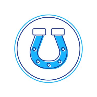 Beyaz arkaplanda izole edilmiş ana hatlı at nalı simgesi. Vektör