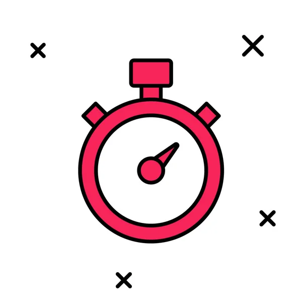 Wypełniony zarys ikony Stopwatch na białym tle. Znak czasowy. Znak chronometryczny. Wektor — Wektor stockowy