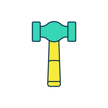 Doldurulmuş Çekiç simgesi beyaz arkaplanda izole edildi. Tamir için bir araç. Vektör