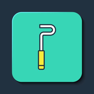 Doldurulmuş Ateş poker ikonu mavi arkaplanda izole edildi. Turkuaz kare düğme. Vektör