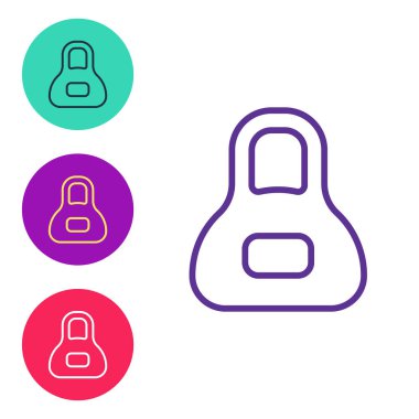 Çizgi Ağırlık simgesini beyaz arkaplanda izole et. Kilogram ağırlık kaldırmak ve ölçmek için ağırlık bloğu. Kütle sembolü. Simgeleri renklendirin. Vektör.