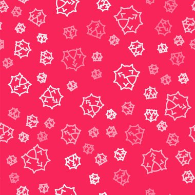 Beyaz çizgi Kestane simgesi kırmızı arkaplanda kusursuz desen izole etti. Dikenli ve sert kestane. Vektör.