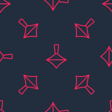 Kırmızı çizgi Whirligig oyuncak ikonu siyah arkaplanda kusursuz desen izole etti. Vektör.