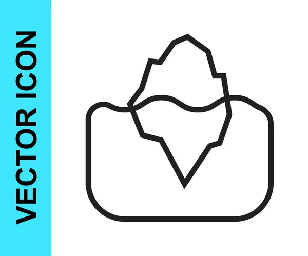 Icono Iceberg Línea Negra Aislado Sobre Fondo Blanco Vector — Vector de stock