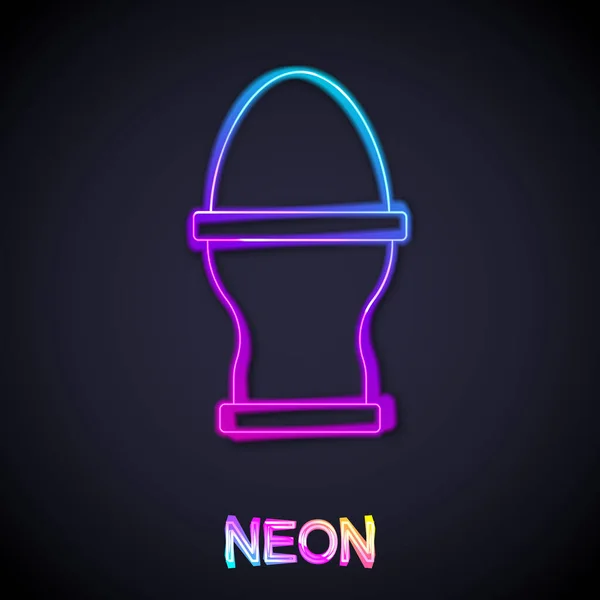 Glödande Neon Linje Kyckling Ägg Monter Ikon Isolerad Svart Bakgrund — Stock vektor