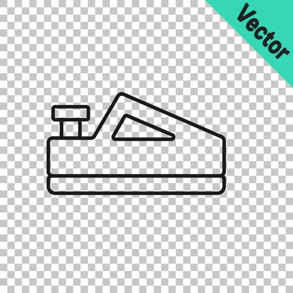 Black Line Wood Plane Tool Woodworker Hand Crafted Icon Isolated — Stock Vector