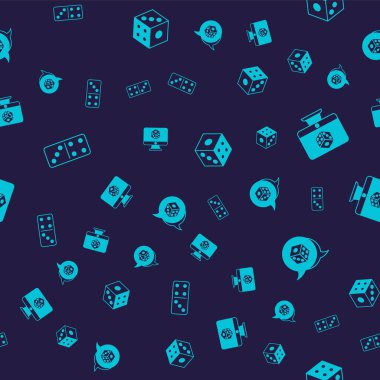 Domino oyunu zarlarını ve kusursuz şablona ayarlayın. Vektör.