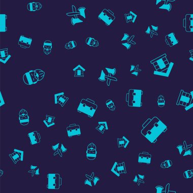 Oduncu Köpek Evi 'nin tahta baltasını ve alet çantasını kusursuz desene ayarlayın. Vektör.