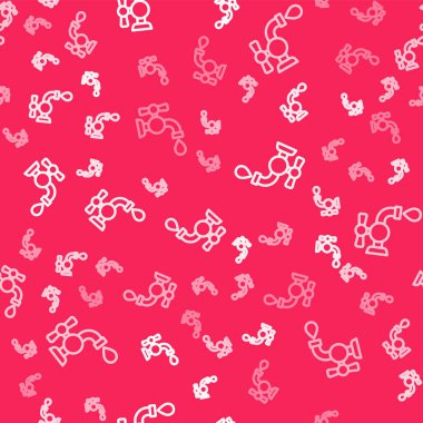 Beyaz çizgi su musluğu simgesi kırmızı arkaplanda izole edilmiş. Vektör.