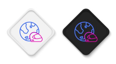 Çizgi Yarış miğferi simgesi beyaz arkaplanda izole edildi. Olağanüstü bir spor. Spor malzemeleri. Renkli taslak konsepti. Vektör.