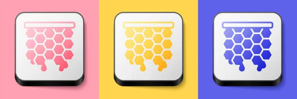 Изометрическая Иконка Honeycomb Выделена Розовом Желтом Синем Фоне Символ Медовых — стоковый вектор