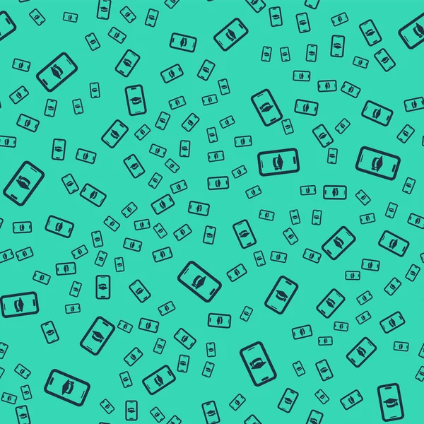 Черный Выпускной Колпачок Экране Иконка Смартфона Изолированы Плавный Узор Зеленом — стоковый вектор