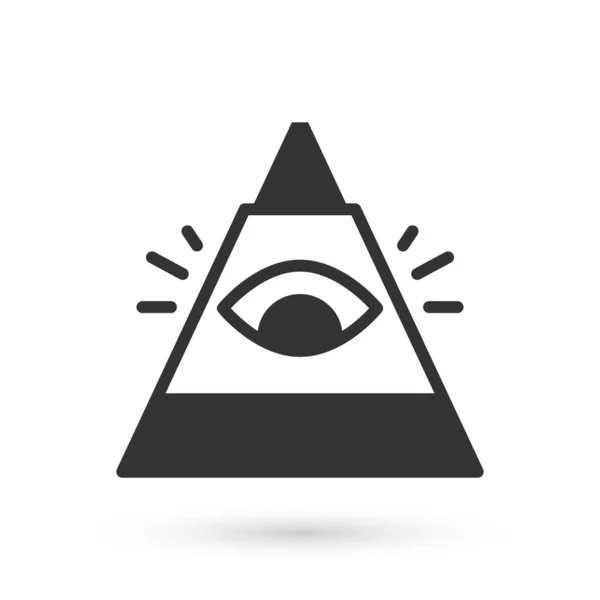 Grey Masons Symbol All Seeing Eye God Icon Isolated White — Stock Vector