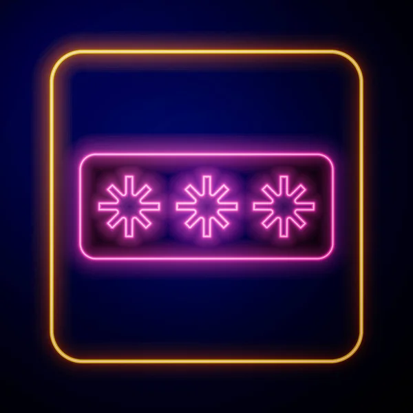 Gloeiende Neon Wachtwoord Bescherming Veiligheid Pictogram Geïsoleerd Zwarte Achtergrond Beveiliging — Stockvector