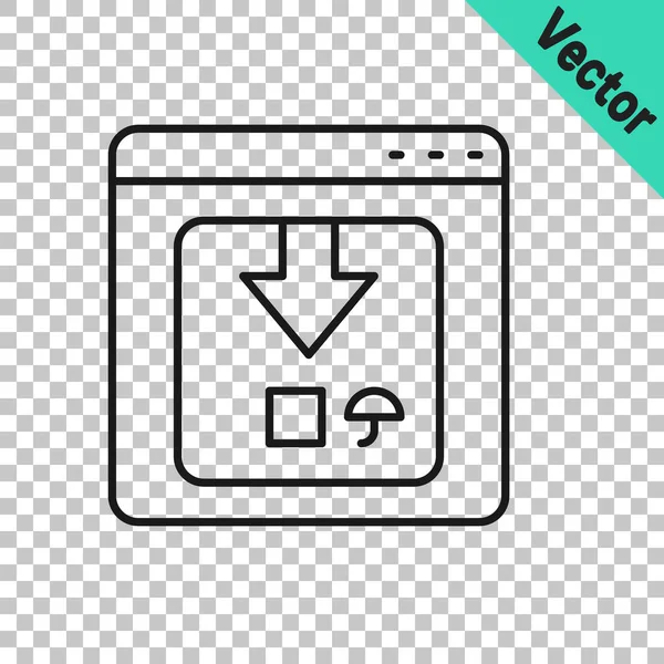 Black Line Online App Delivery Tracking Icon Isolated Transparent Background — Stock Vector