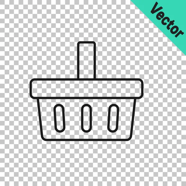 Black Line Shopping Basket Icon Isolated Transparent Background Online Buying — Stock Vector