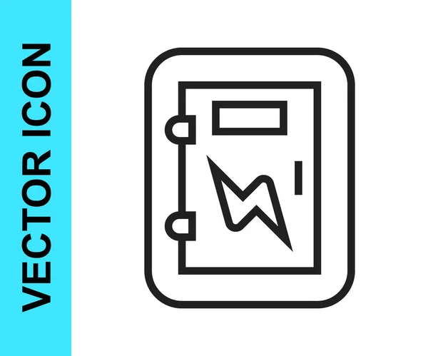 Línea Negra Icono Del Panel Eléctrico Aislado Sobre Fondo Blanco — Vector de stock