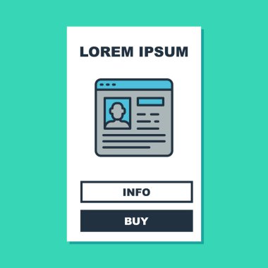 Doldurulmuş özet simgesi turkuaz arka planda izole edildi. Özgeçmiş başvurusu. Profesyonel personel aranıyor. Personel analizi devam ediyor. Vektör