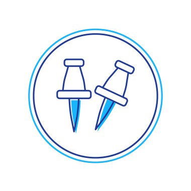 Doldurulmuş outline Push pin simgesi beyaz arkaplanda izole edildi. Raptiye işareti. Vektör