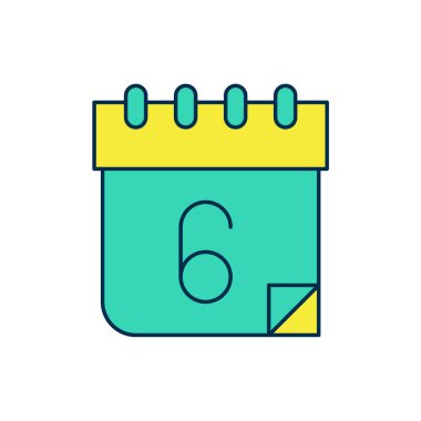 Doldurulmuş takvim simgesi beyaz arkaplanda izole edildi. Olay hatırlatma sembolü. Vektör