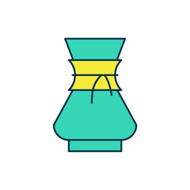 Beyaz arka planda izole edilmiş kahve makinesi ikonunun üzerine dökülen ana hatlar. Alternatif kahve demleme yöntemleri. Kahve kültürü. Vektör