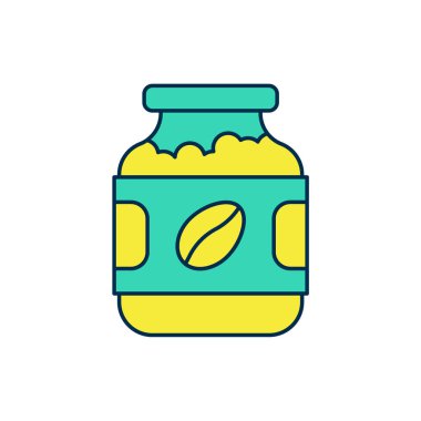 Filled outline Coffee jar bottle icon isolated on white background.  Vector
