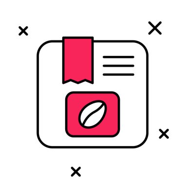 Beyaz arka planda izole kahve çekirdeği ikonu ana hatlarıyla doldurulmuş. Vektör