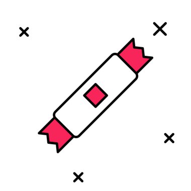 Doldurulmuş ana hatlı şeker paket simgesi beyaz arkaplanda izole edildi. Kahve, tuz, baharat gibi toplu gıda ürünleri için ayrı ayrı paketler. Vektör