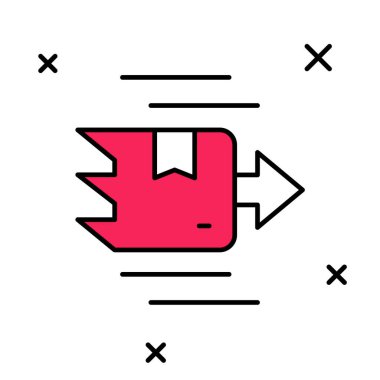 Doldurulmuş karton kutu simgesi beyaz arkaplanda izole edildi. Kutu, paket, paket işareti. Teslimat ve ambalaj. Vektör