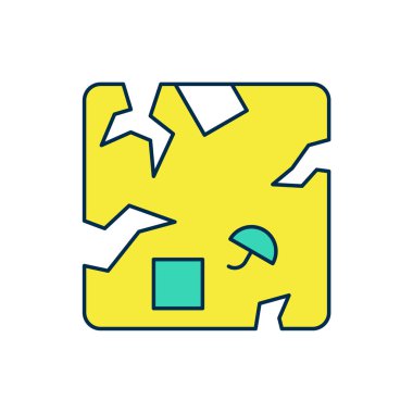 Kırık karton kutu simgesi beyaz arkaplanda izole edildi. Kutu, paket, paket işareti. Teslimat ve ambalaj. Vektör