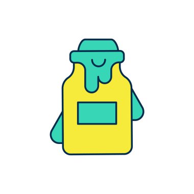 Beyaz arkaplanda izole edilmiş bal ikonu ana hatlarıyla dolu kavanoz. Yiyecek bankası. Tatlı doğal gıda sembolü. Vektör