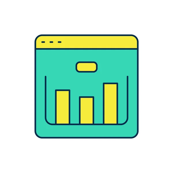 Filled Outline Browser Stocks Market Growth Graphs Money Icon Isolated — Stock Vector