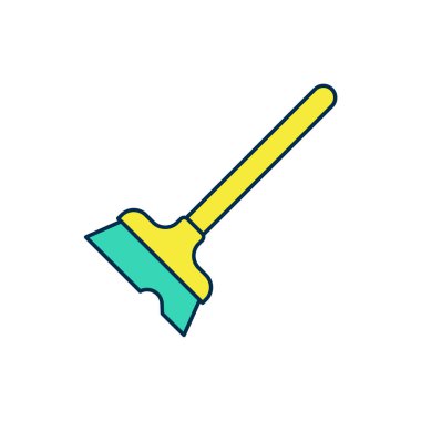 Doldurulmuş ana hat paspas simgesi beyaz arkaplanda izole edildi. Temizlik hizmeti konsepti. Vektör