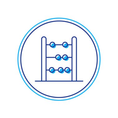 Beyaz arkaplanda izole edilmiş ana hatlı Abaküs simgesi. Geleneksel sayım çerçevesi. Eğitim işareti. Matematik okulu. Vektör
