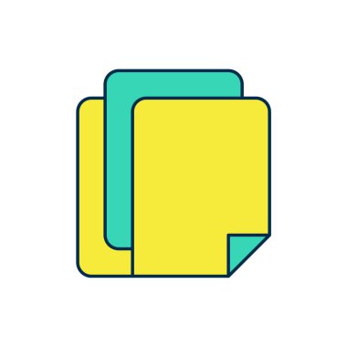 Doldurulmuş ana hatlı dosya belgesi simgesi beyaz arkaplanda izole edildi. Kontrol listesi simgesi. İş konsepti. Vektör