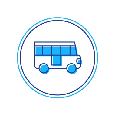 Doldurulmuş okul servisi simgesi beyaz arkaplanda izole edildi. Toplu taşıma sembolü. Vektör