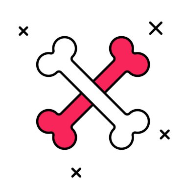 Doldurulmuş çizgili çapraz kemik simgesi beyaz arkaplanda izole edilmiş. Besin sembolü. Mutlu Cadılar Bayramı Partisi. Vektör