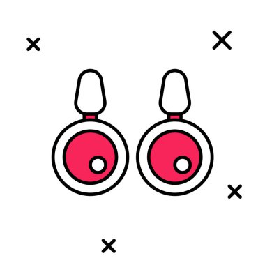 Doldurulmuş ana hatlı küpe simgesi beyaz arkaplanda izole edilmiş. Mücevher aksesuarları. Vektör