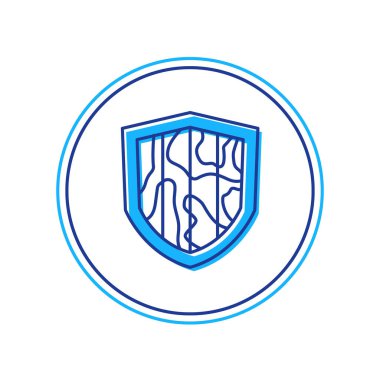 Beyaz arkaplanda izole edilmiş ana hatlı kalkan simgesi. Gardiyan. Güvenlik, güvenlik, koruma, gizlilik kavramı. Vektör