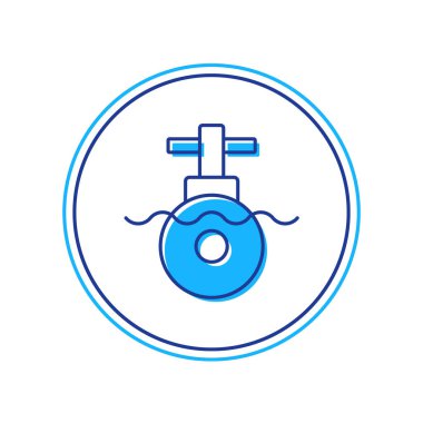 Beyaz arka planda izole edilmiş ana hatlı denizaltı simgesi. Askeri gemi. Vektör