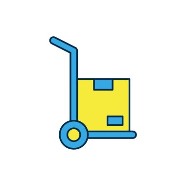 Filled outline Hand truck and boxes icon isolated on white background. Dolly symbol.  Vector