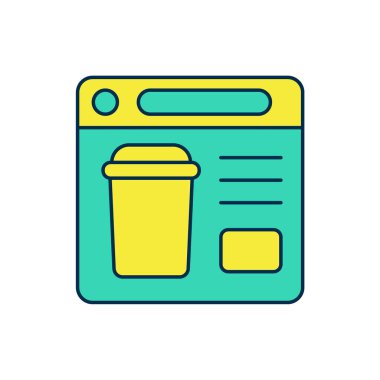 Çevrimiçi sipariş verme ve fast food dağıtım ikonu beyaz arka planda izole edildi. Vektör