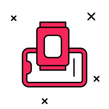 Mobil ikon üzerindeki yiyecek siparişi beyaz arka planda izole edildi. Cep telefonuyla sipariş verin. Restoran yemek teslimatı konsepti. Vektör