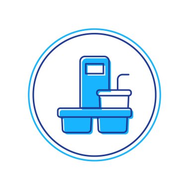 Beyaz arka planda izole edilmiş bir şekilde kahve bardağını doldurdum. Vektör