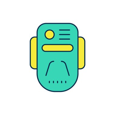 Yapay zeka robot simgesi beyaz arkaplanda izole edildi. Makine öğrenme, bulut hesaplama. Vektör