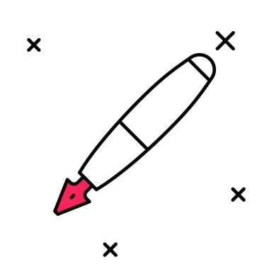 Doldurulmuş dolmakalem ucu simgesi beyaz arkaplanda izole edildi. Kalem aleti işareti. Vektör